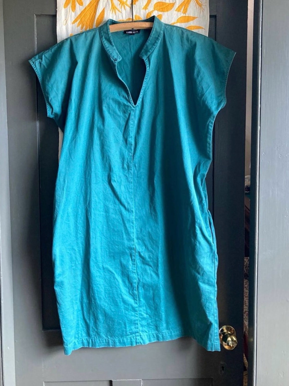 Ilana Kohn Teal Cap-Sleeve Shift Dress